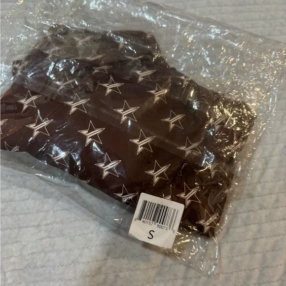 🟡5/$25 DEAL! Jeffree Star Unisex Brown Swim Trunks with Beige Stars - Picture 4 of 4